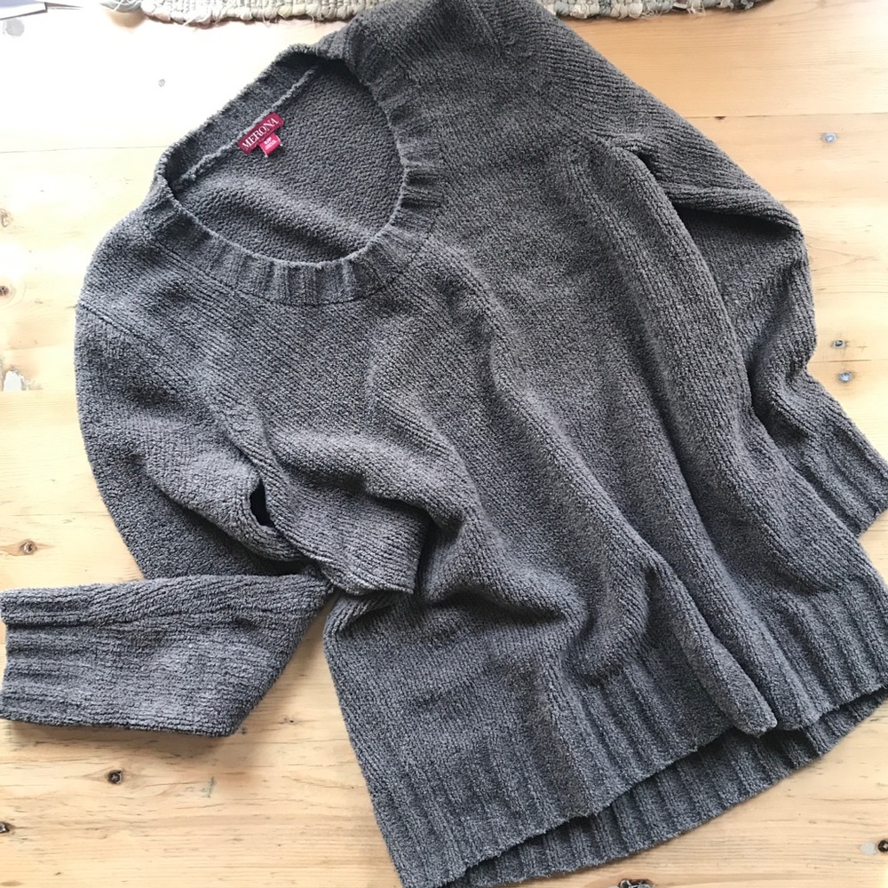 Merona chenille sweater small khaki green scoop neck